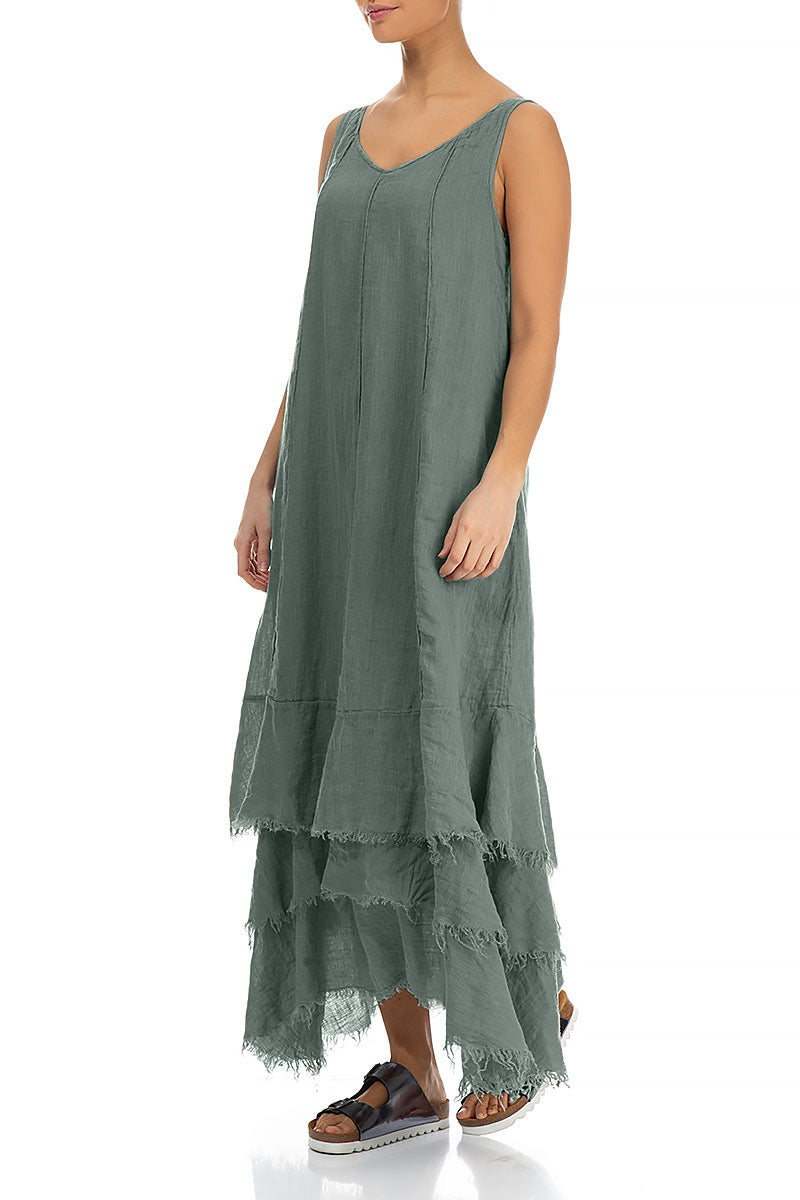 Maxi Sage Gauze Linen Dress 3