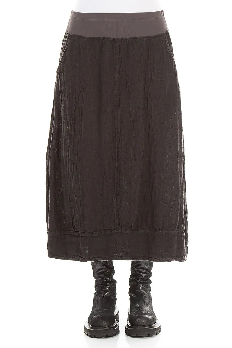 Midi Charcoal Mélange Linen Skirt