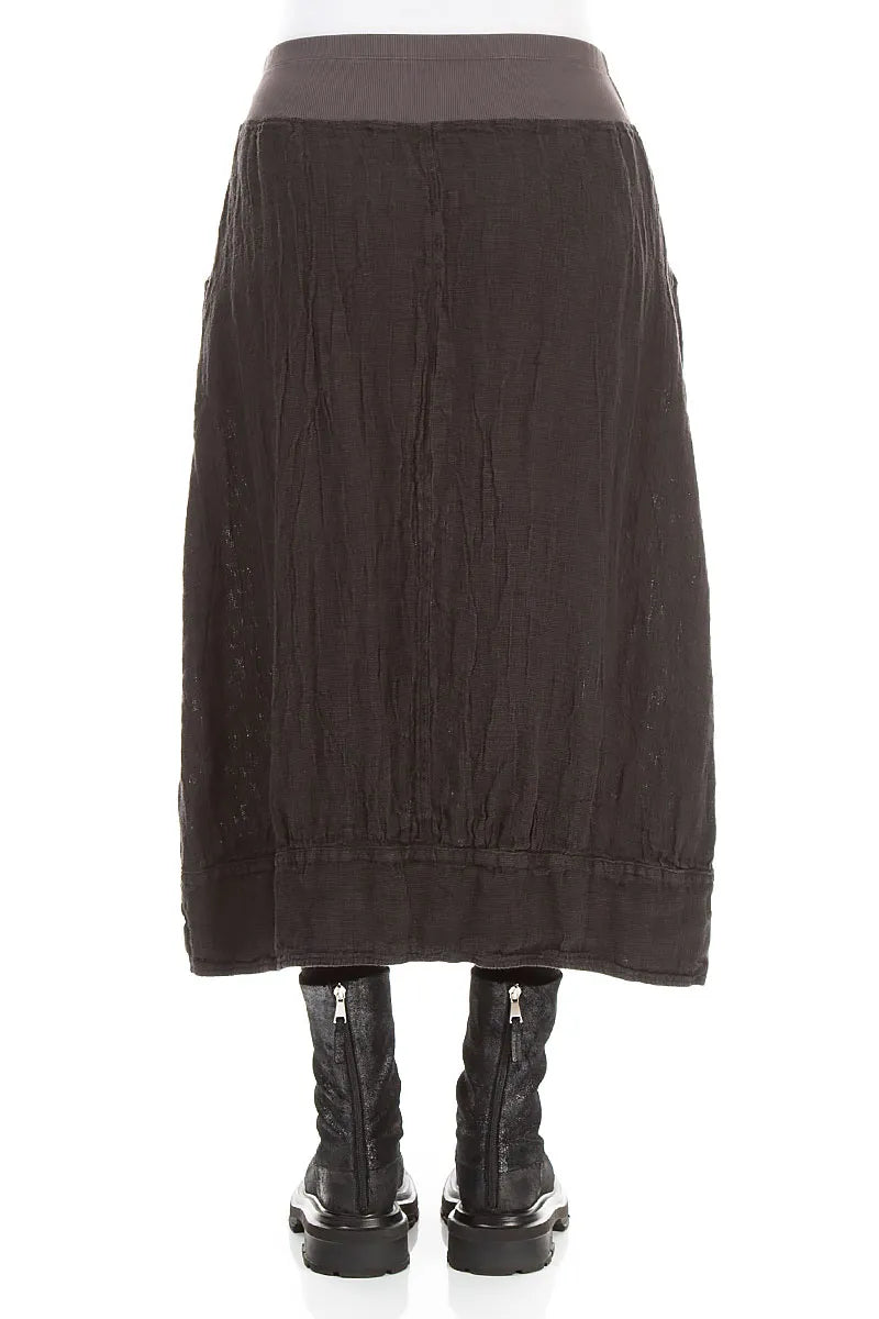 Midi Charcoal Mélange Linen Skirt
