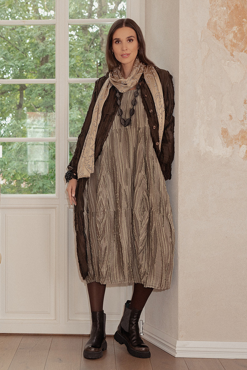 Olive Devoré Feather Silk Scarf 6