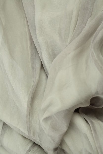 Olive Grey Crumpled Silk Chiffon Scarf