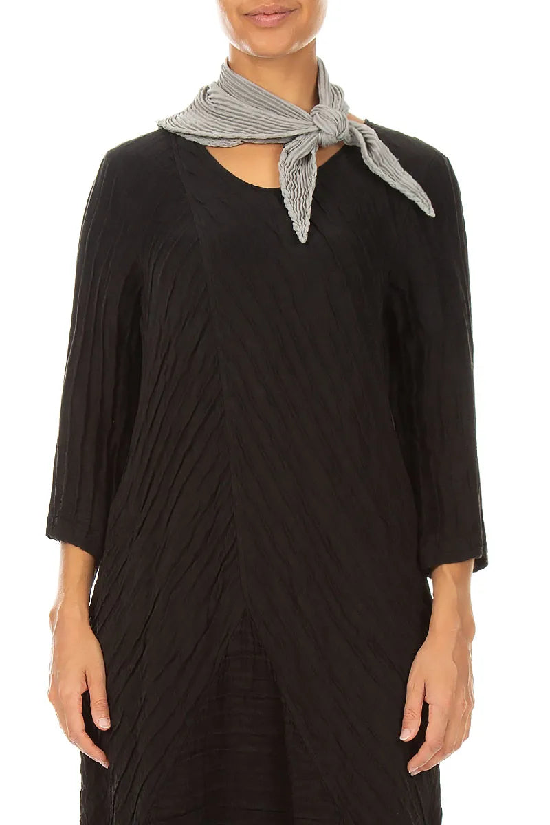 Olive Grey Plissé Silk Scarf