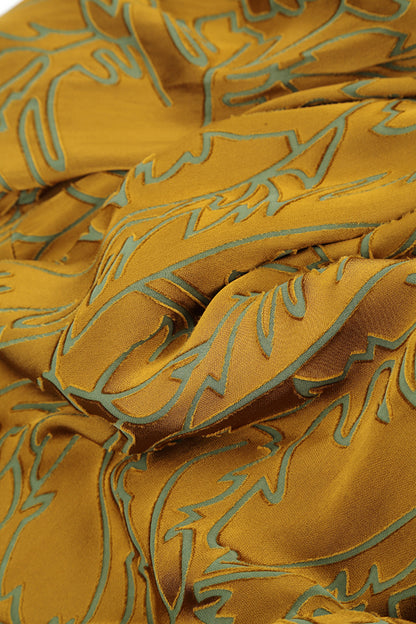 Open Golden Olive Devoré Feather Silk Jacket 6