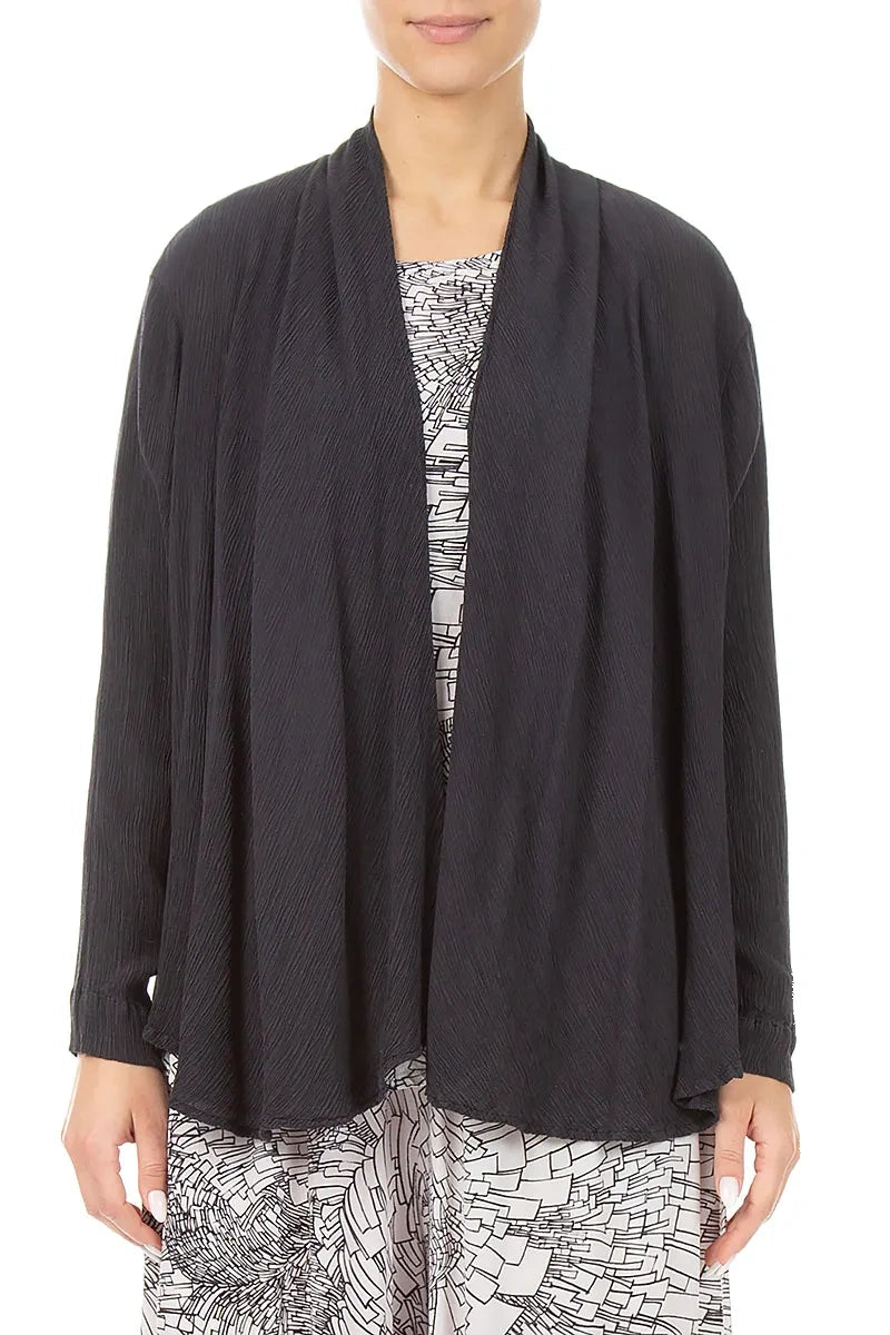 Open Graphite Silk Viscose Jacket 1