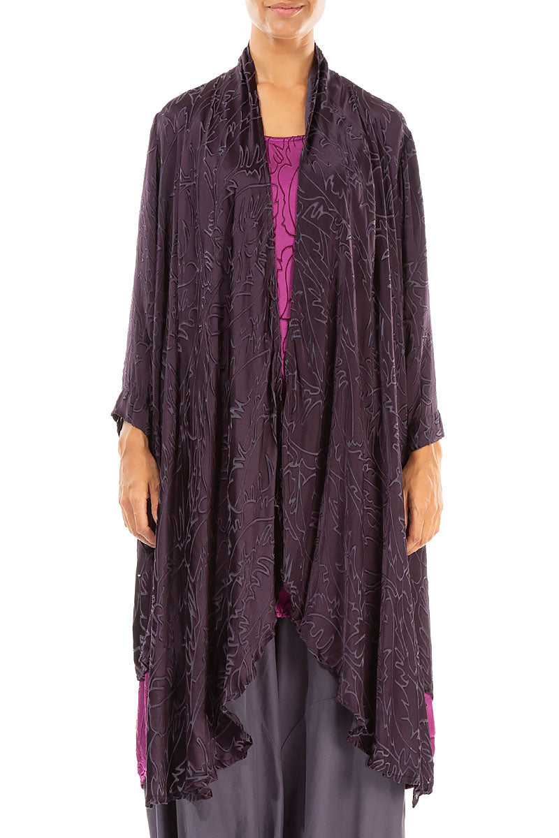 Open Vintage Violet Devoré Feather Silk Jacket 1