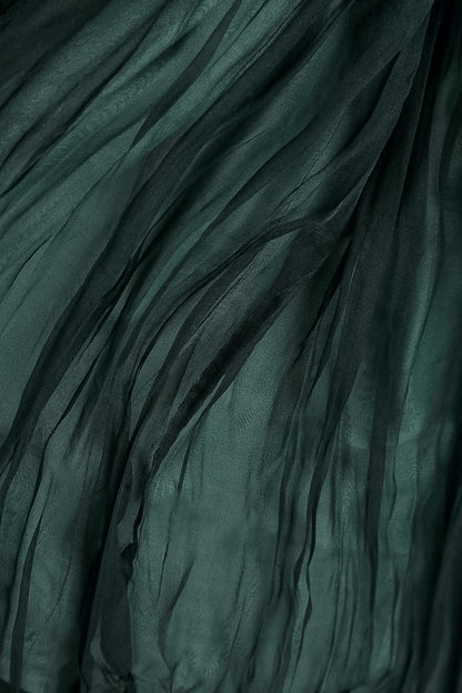 Peacock Crumpled Silk Chiffon Dress 5