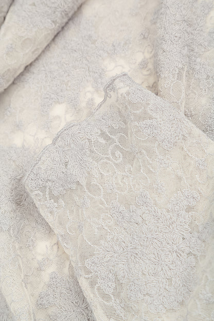 Pearl Grey Floral Cotton Lace Blouse