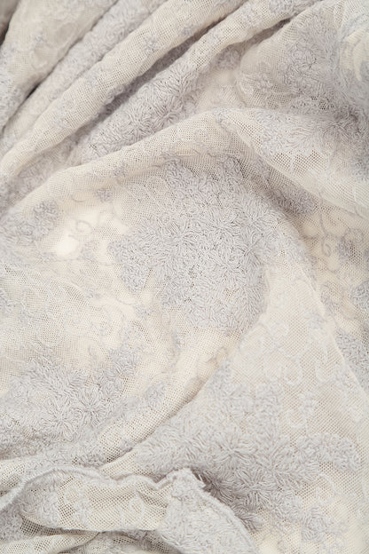 Pearl Grey Floral Cotton Lace Blouse