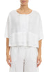 Pintuck Front White Linen Cardigan 1
