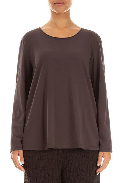 Relaxed Truffle Brown Cotton Blouse 1