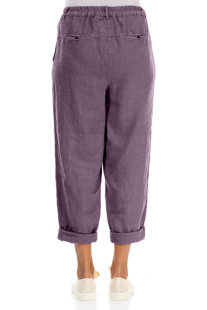 Roll Up Amethyst Linen Trousers 2