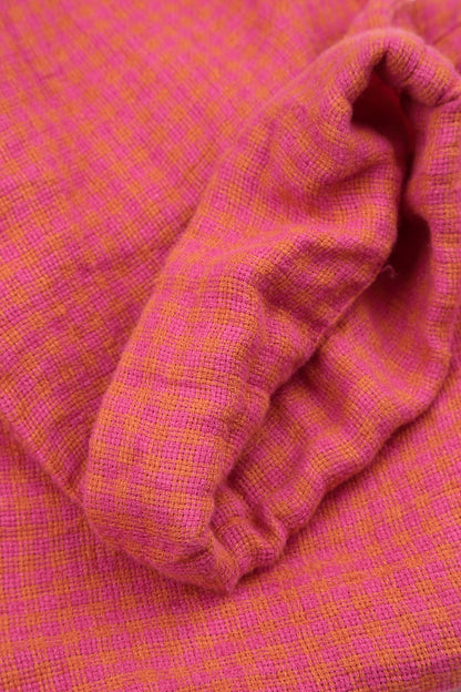 Roll Up Pink Orange Check Linen Trousers 6