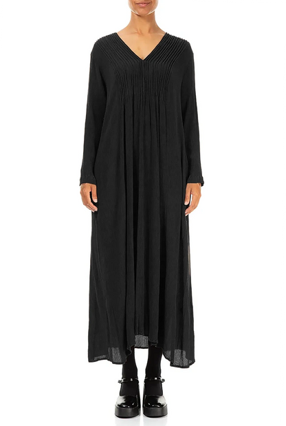 Romantic Black Silk Viscose Dress