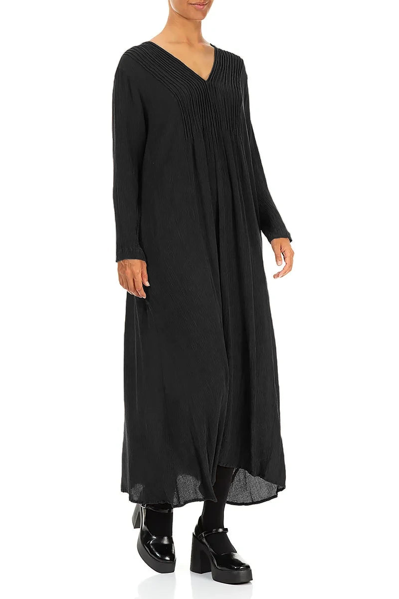 Romantic Black Silk Viscose Dress