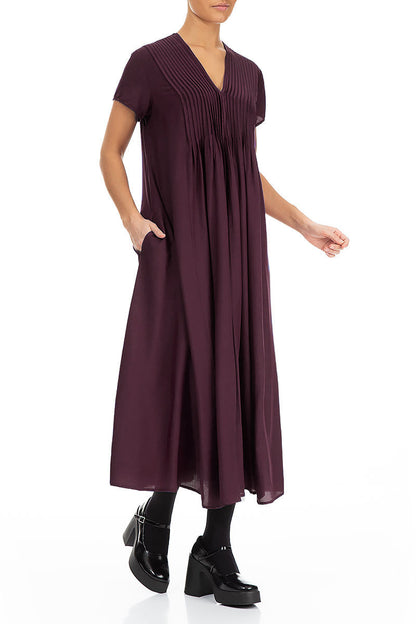 Romantic Deep Plum Silk Bamboo Dress