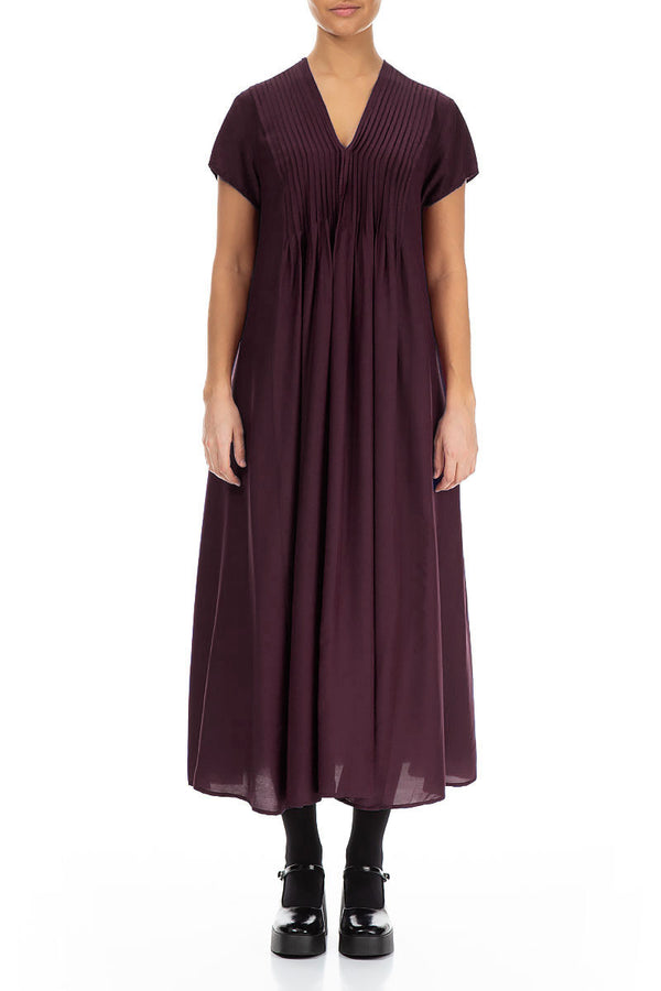 Romantic Deep Plum Silk Bamboo Dress