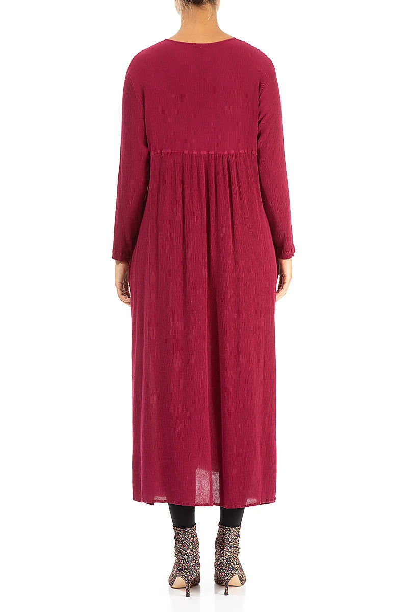 Robe romantique en soie et viscose bordeaux