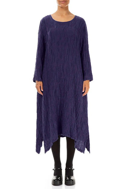 Royal Purple Circle Silk Linen Shift Dress 1