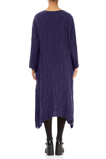 Royal Purple Circle Silk Linen Shift Dress 2