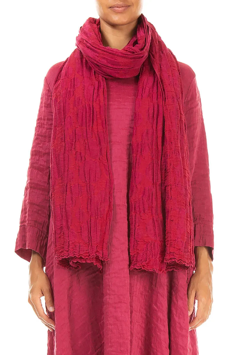 Ruby Circle Silk Linen Scarf