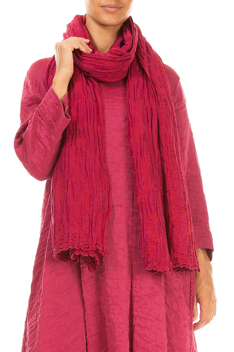 Ruby Circle Silk Linen Scarf