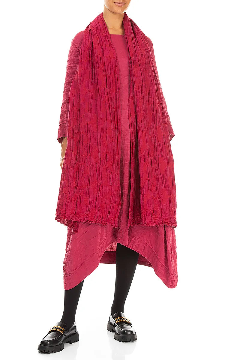 Ruby Circle Silk Linen Scarf