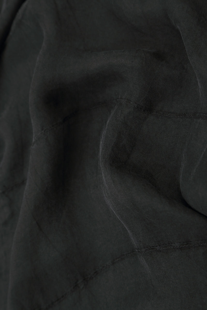 Ruched Black Silk Chiffon Skirt 5