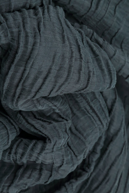 Ruched Hem Graphite Crinkled Silk Linen Trousers 5