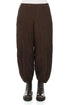Ruched Hem Truffle Brown Crinkled Silk Linen Trousers 1