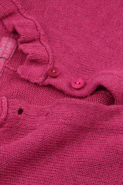 Ruffle Neck Fuchsia Linen Cardigan 6
