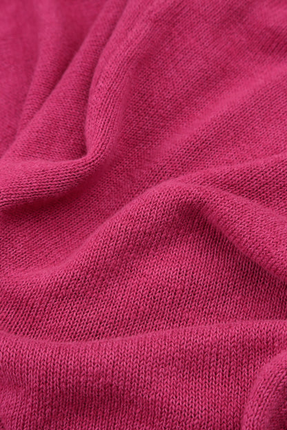 Ruffle Neck Fuchsia Linen Cardigan 5