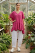 Ruffled Fuchsia Gauze Linen Blouse 1