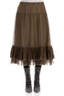 Ruffled Silver Sage Silk Chiffon Midi Skirt 1