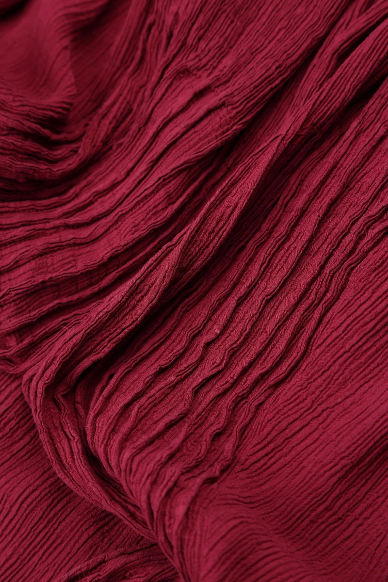 Robe romantique en soie et viscose bordeaux