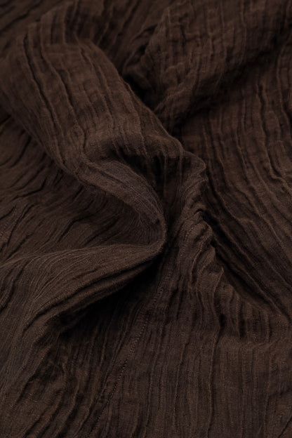 Romantic Crinkled Truffle Brown Silk Dress