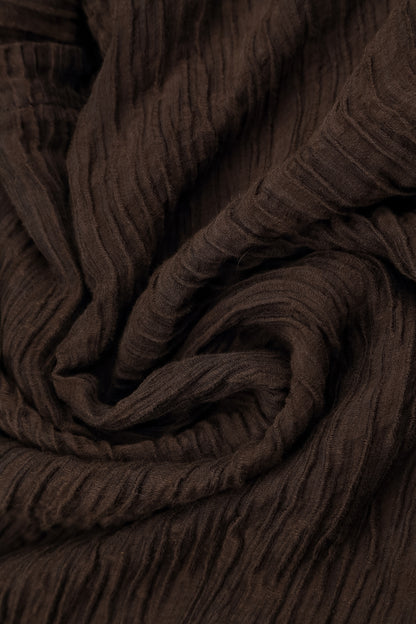 Romantic Crinkled Truffle Brown Silk Dress