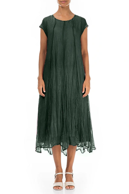 Sage Crumpled Silk Chiffon Dress 2