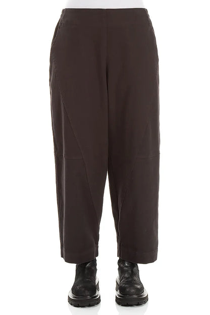 Seamed Warm Charcoal Stretch Cotton Trousers 1
