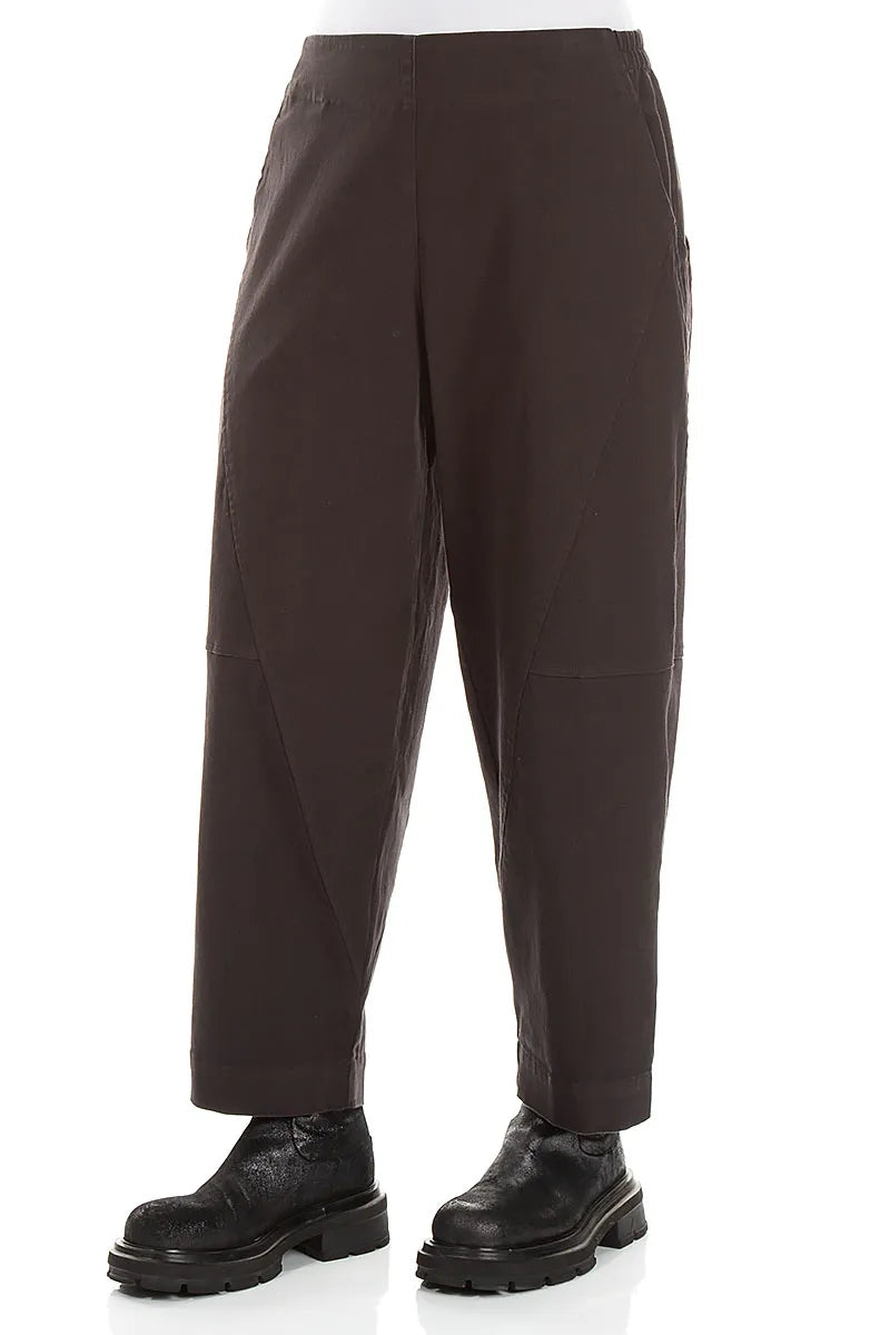 Seamed Warm Charcoal Stretch Cotton Trousers 3
