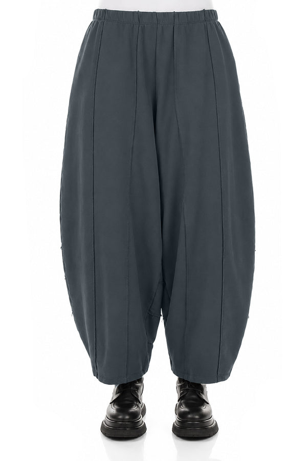 Seamed Slate French Terry Cotton Trousers