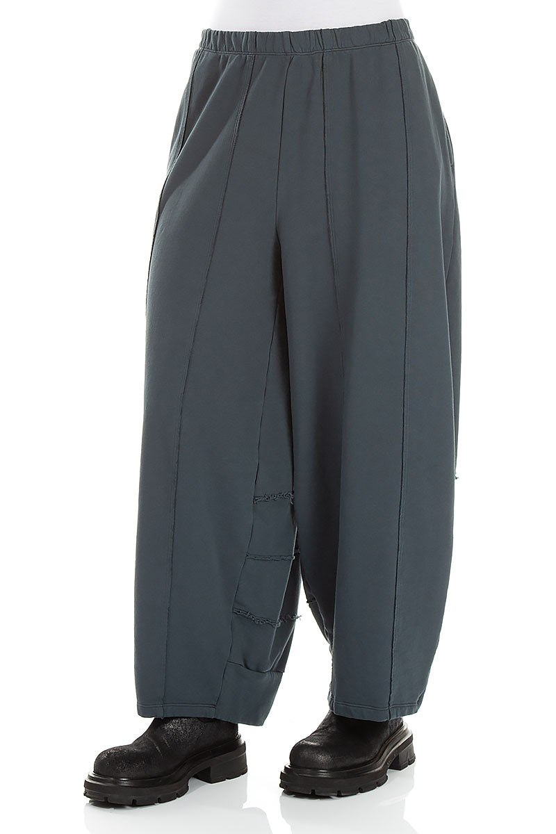 Seamed Slate French Terry Cotton Trousers