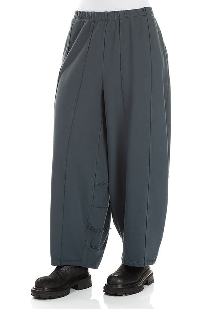Seamed Slate French Terry Cotton Trousers