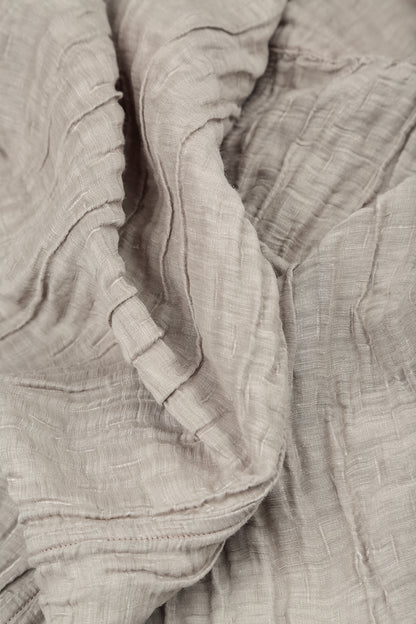 Short Crinkled Beige Silk Linen Jacket 6