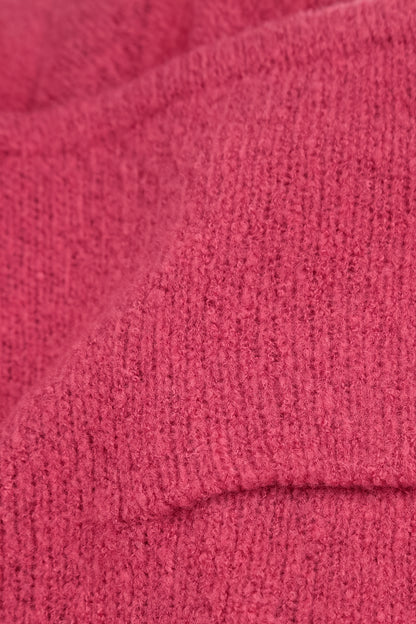 Short Loose Berry Rose Wool Cardigan