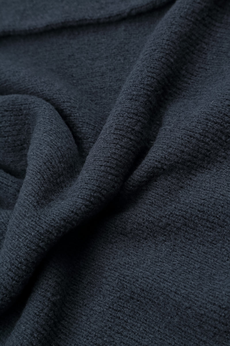 Short Loose Dark Navy Wool Cardigan 5