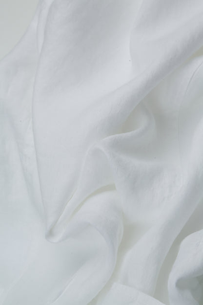 Short Sleeves Flared White Linen Top 5