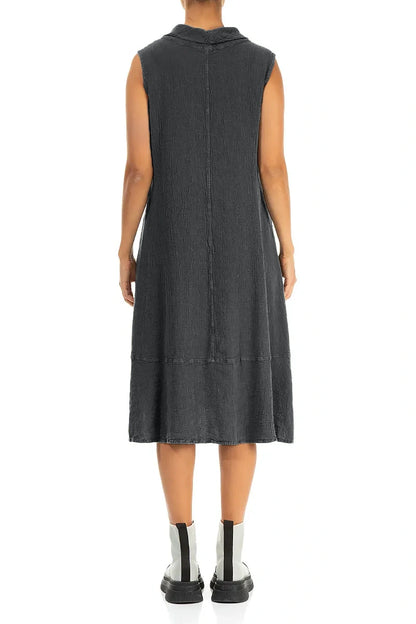 Side Pocket Graphite Linen Viscose Dress 2