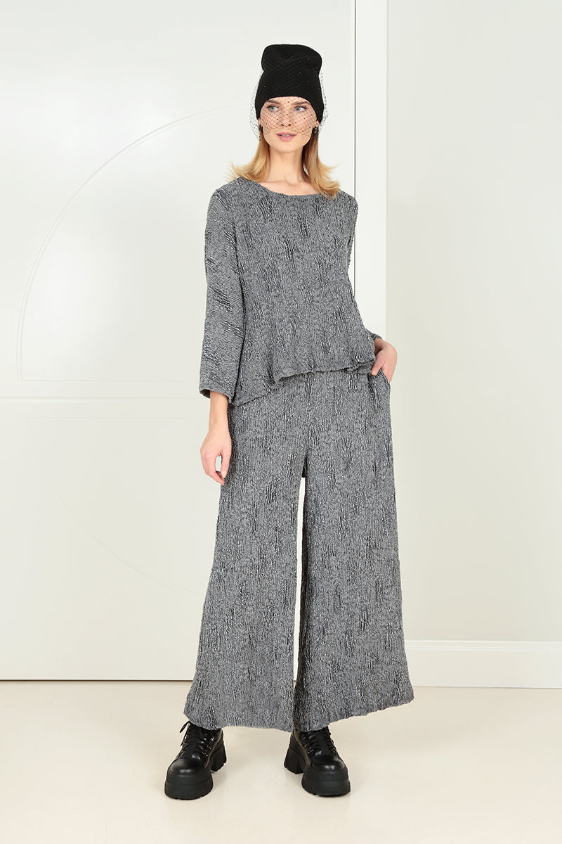 Silver Textured Silk Linen Blouse 6