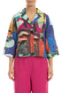 Single Button Abstract Linen Blazer Jacket 1