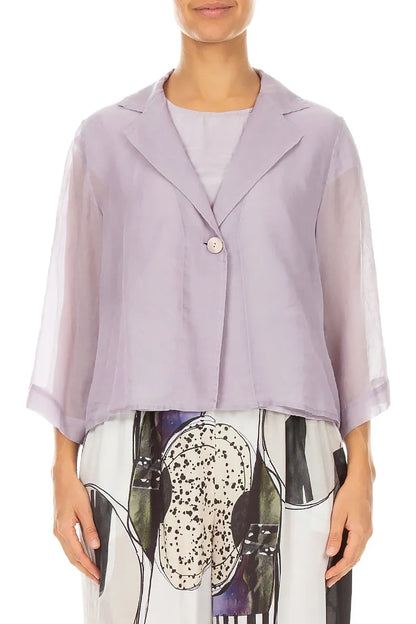 Single Button Lilac Silk Cotton Blazer Jacket 1